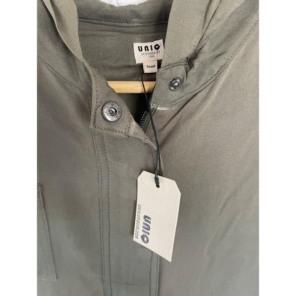 NWT UNIQ Navy Green Hooded Sleeveless utility lightweight vest dress Size Small - Picture 4 of 7